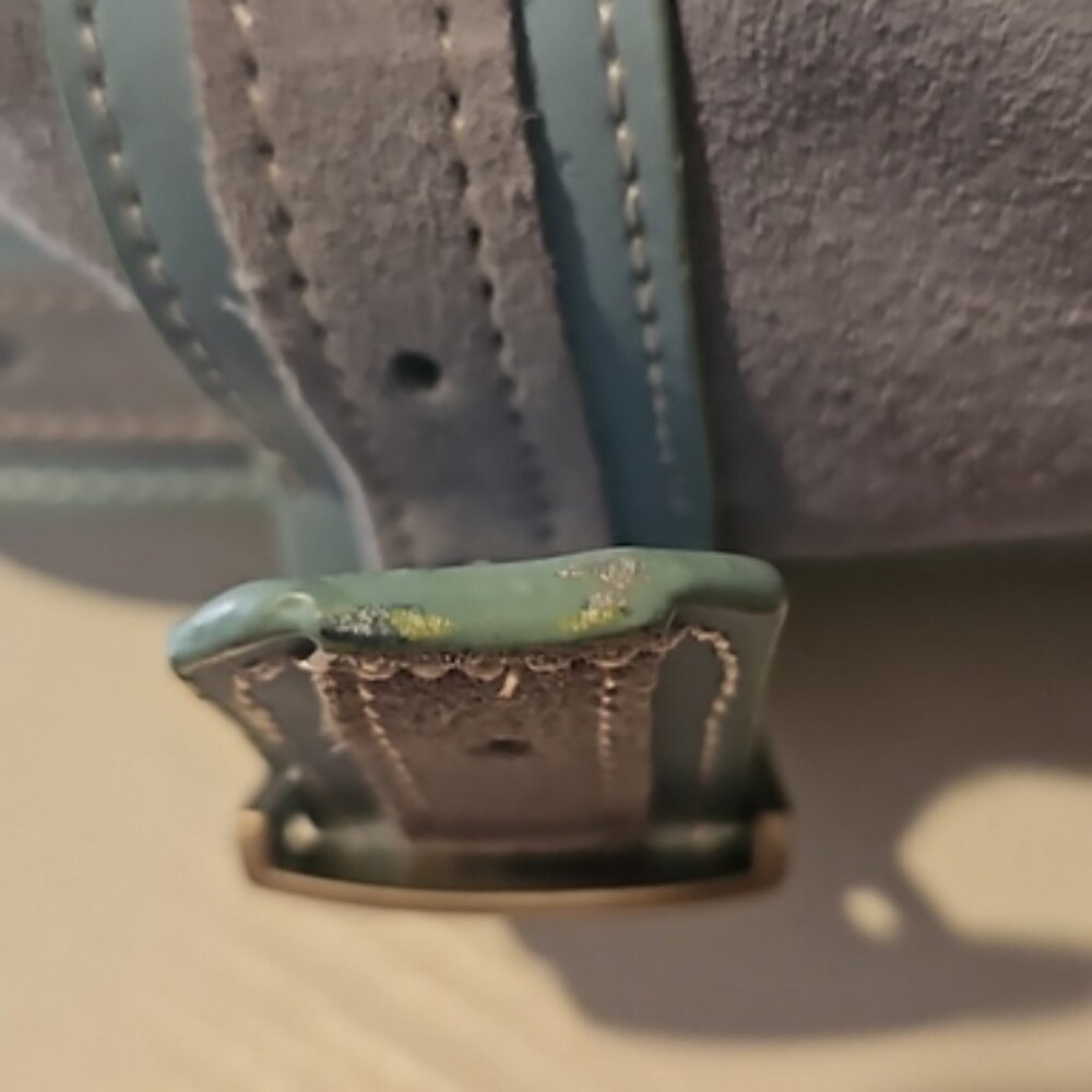 LONGABERGER BLUE SUEDE FOLD OVER DOUBLE STRAP - Picture 7 of 9